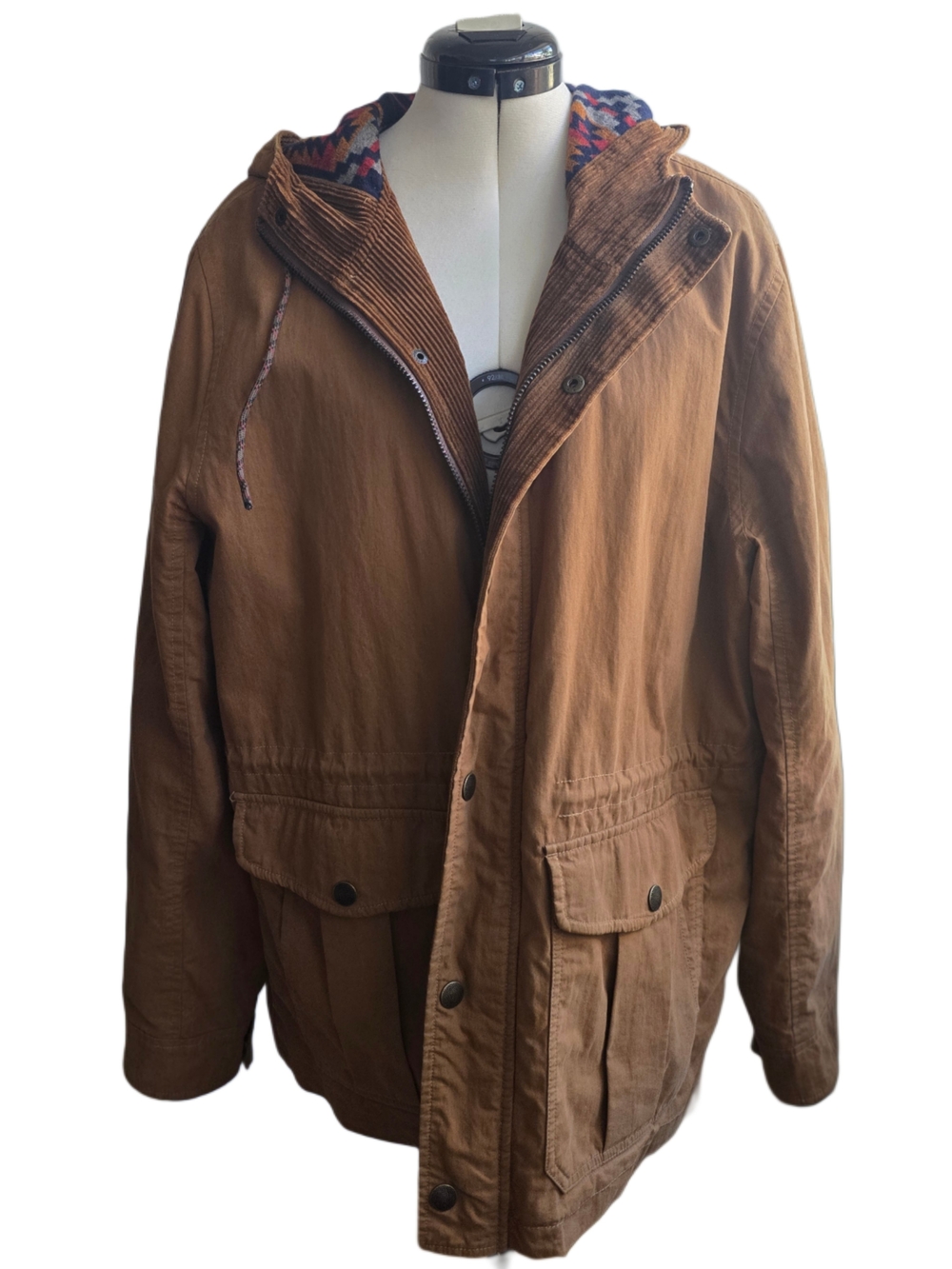 Unisex Hooded Field Jacket in Brown